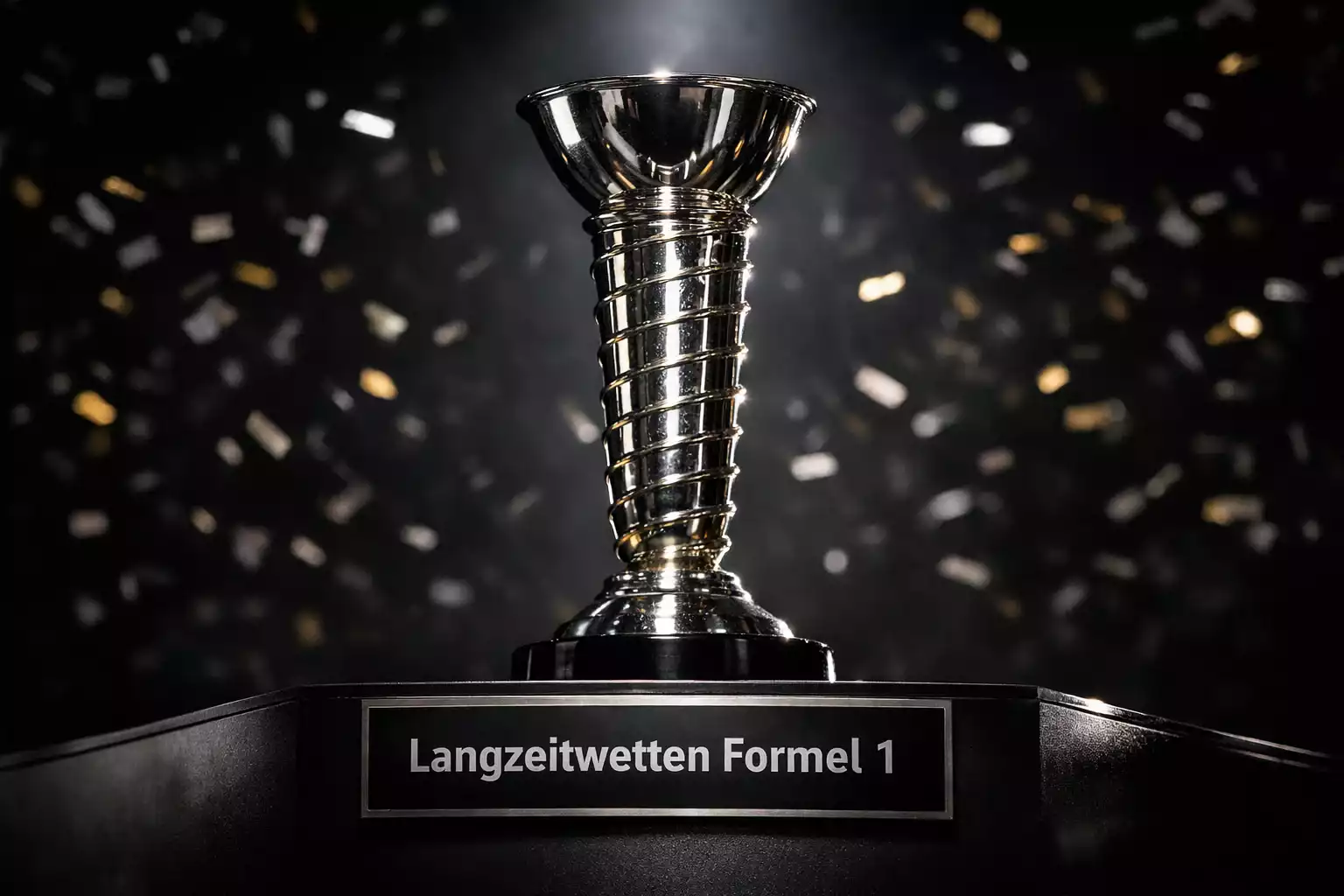 Formel 1 Weltmeisterpokal auf dem Podium