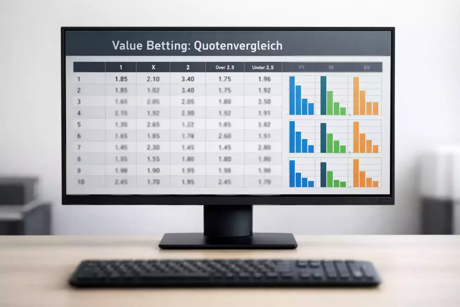 Sportanalyse-Dashboard mit Quotenvergleich auf dem Bildschirm