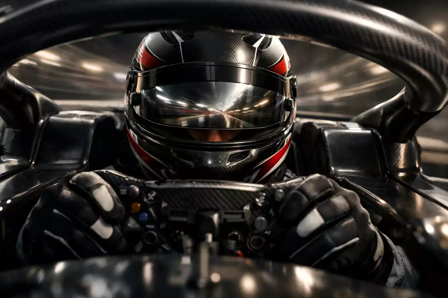 Formel 1 Fahrer im Cockpit während eines Rennens