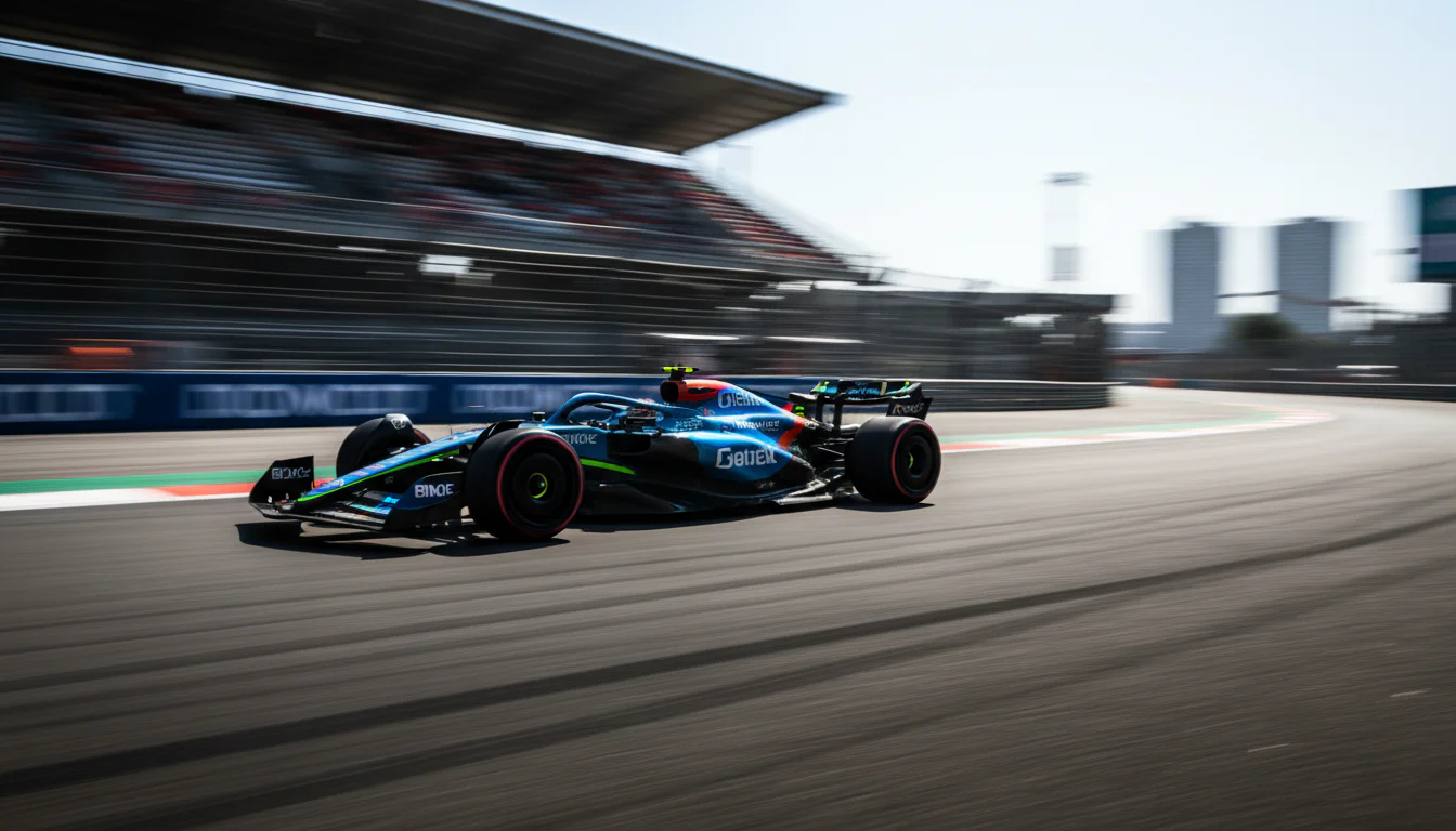 Formel-1-Rennwagen auf der Rennstrecke bei einem Grand Prix 2026