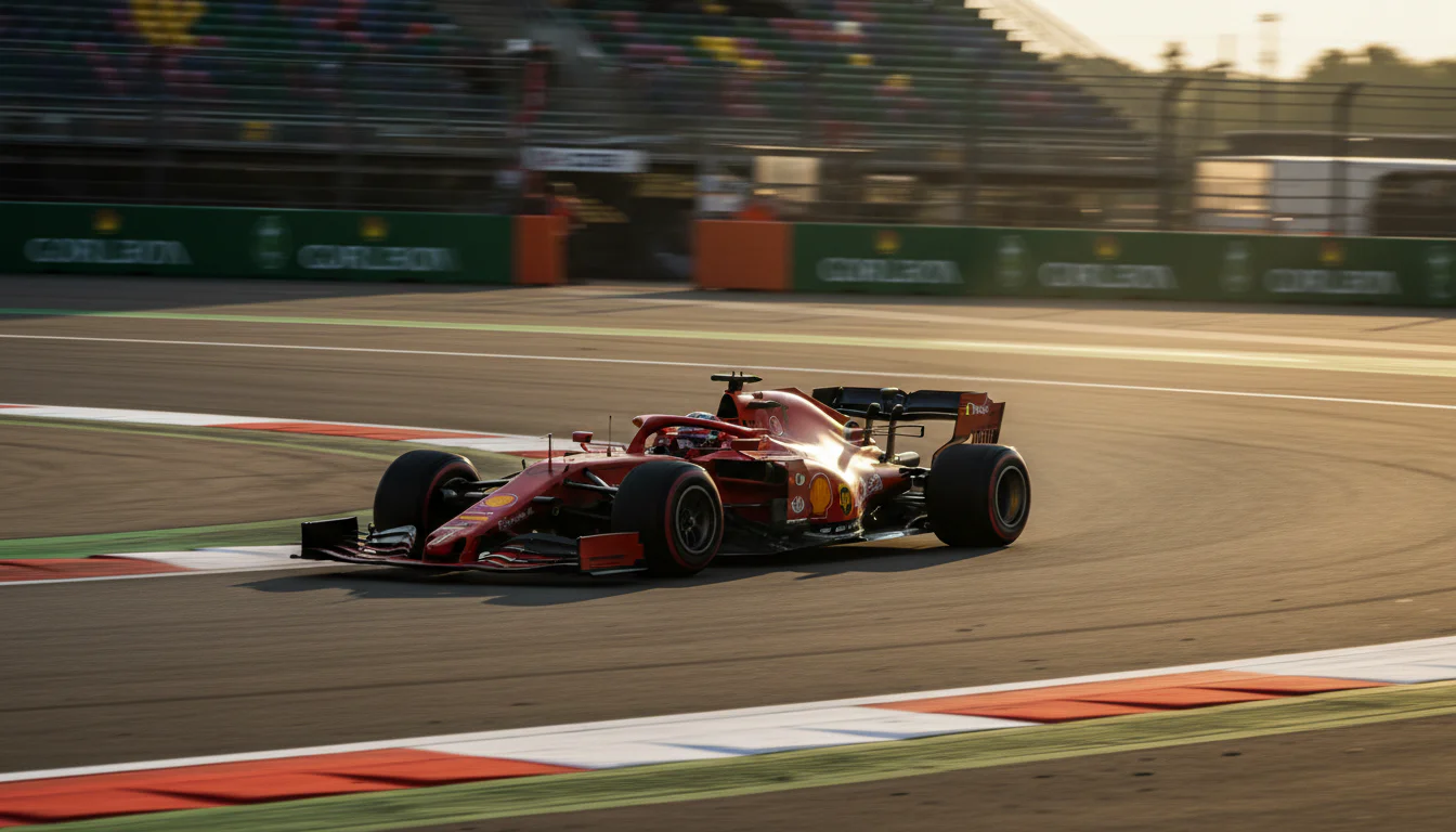 Formel-1-Rennwagen auf einer schnellen Qualifying-Runde auf der Strecke